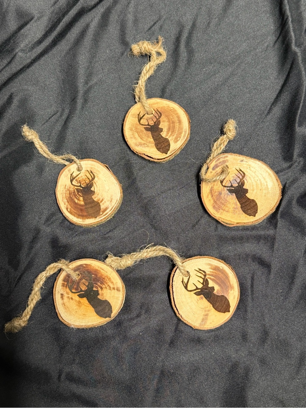 Rustic Deer Wood Slice Ornaments - Natural Brown (Unbranded)